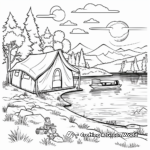 Peaceful Lakeside Camping Coloring Pages 1