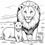 Peaceful Lion and Lamb Coloring Page 1