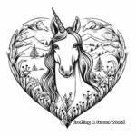 Peaceful Unicorn Heart Meadow Coloring Pages 3