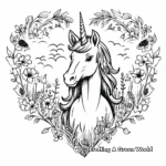 Peaceful Unicorn Heart Meadow Coloring Pages 4