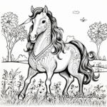 Peaceful Unicorn in a Meadow Coloring Pages 1