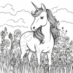 Peaceful Unicorn in a Meadow Coloring Pages 2