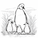 Penguin Family Coloring Pages: Parents and Chicks 3
