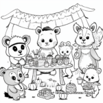 Picnic Party with Forest Animals Coloring Pages 1