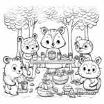 Picnic Party with Forest Animals Coloring Pages 2