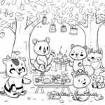 Picnic Party with Forest Animals Coloring Pages 3