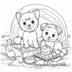 Picnic Puppies and Kittens Coloring Pages 1