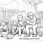 Picturesque Grandparent's Garden Scene Coloring Pages 1