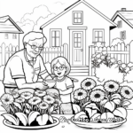 Picturesque Grandparent's Garden Scene Coloring Pages 3