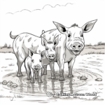 Pig Family Frolicking in Mud Coloring Pages 1