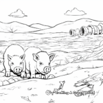 Pigs Rolling in Mud Coloring Pages for All Ages 3