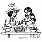 Pilgrim & Native American Sharing Meal Coloring Pages 3
