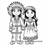 Pilgrim and Native American Friendship Coloring Pages 1