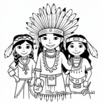Pilgrim and Native American Friendship Coloring Pages 2