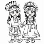 Pilgrim and Native American Friendship Coloring Pages 3
