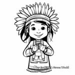 Pilgrim and Native American Thanksgiving Sign Coloring Pages 1