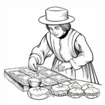 Pilgrim Making Corn Bread Coloring Pages 1