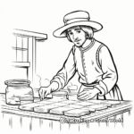 Pilgrim Making Corn Bread Coloring Pages 3