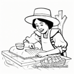 Pilgrim Making Corn Bread Coloring Pages 4