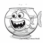 Piranha in a Fishbowl Coloring Page 1