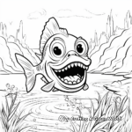 Piranha in the Wild: River-Scene Coloring Pages 4
