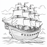 Pirate Ship Sailing on the Ocean Coloring Pages 1