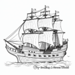 Pirate Ship Sailing on the Ocean Coloring Pages 3