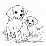 Playful Beagle Puppies Coloring Pages 2