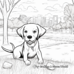 Playful Black Lab in the Park Coloring Sheets 3