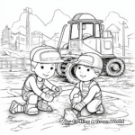 Playful Diggers at Work Coloring Page 1
