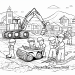 Playful Diggers at Work Coloring Page 2