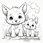 Playful Fox Puppies Coloring Sheets 1