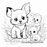 Playful Fox Puppies Coloring Sheets 3