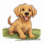 Playful Golden Retriever Coloring Pages 1