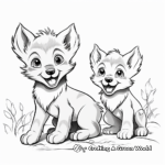 Playful Grey Wolf Cubs Coloring Pages 3