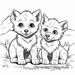 Playful Grey Wolf Cubs Coloring Pages 4