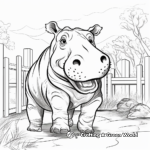 Playful Hippo Zoo Coloring Pages 1