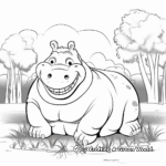 Playful Hippo Zoo Coloring Pages 3