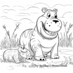 Playful Hippo Zoo Coloring Pages 4