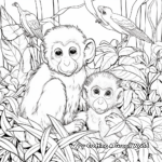 Playful Jungle Animals Coloring Pages: Monkeys and Parrots 4
