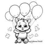 Playful Kitten Flying with Balloons Coloring Pages 3