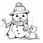 Playful Pets and Snowman Coloring Pages 1
