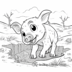 Playful Pig Digging in Mud Coloring Pages 2
