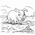 Playful Pig Digging in Mud Coloring Pages 3