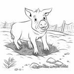 Playful Pig Digging in Mud Coloring Pages 4