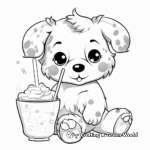 Playful Puppy Bubble Tea Coloring Pages 1