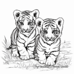 Playful Siberian Tiger Cubs Coloring Pages 1