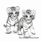 Playful Siberian Tiger Cubs Coloring Pages 2