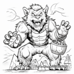 Playful Werewolf Trick or Treat Coloring Pages 2