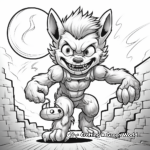 Playful Werewolf Trick or Treat Coloring Pages 4